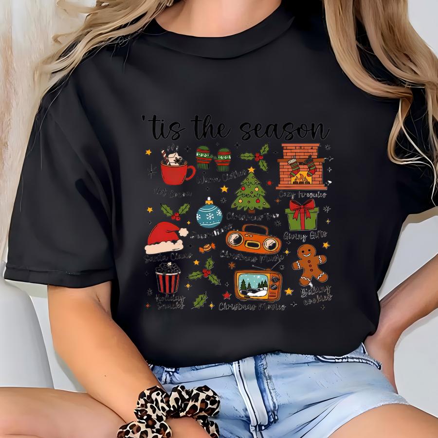 ® 'tis The Season Shirt: Retro Holiday Collage Tee, Xmas Gift T-shirt