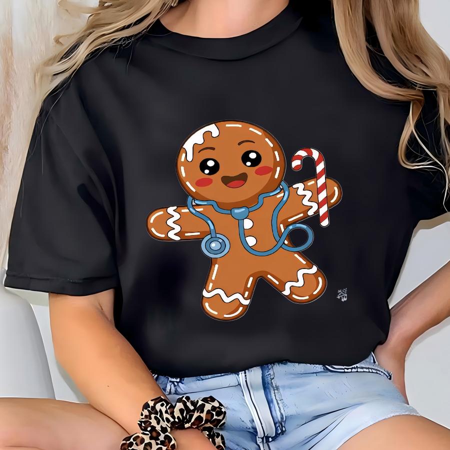 Nurse Doctor Christmas Gift, Merry Christmas Sweatshirt, Gingerbread Stethoscope Christmas Hoodie T-shirt