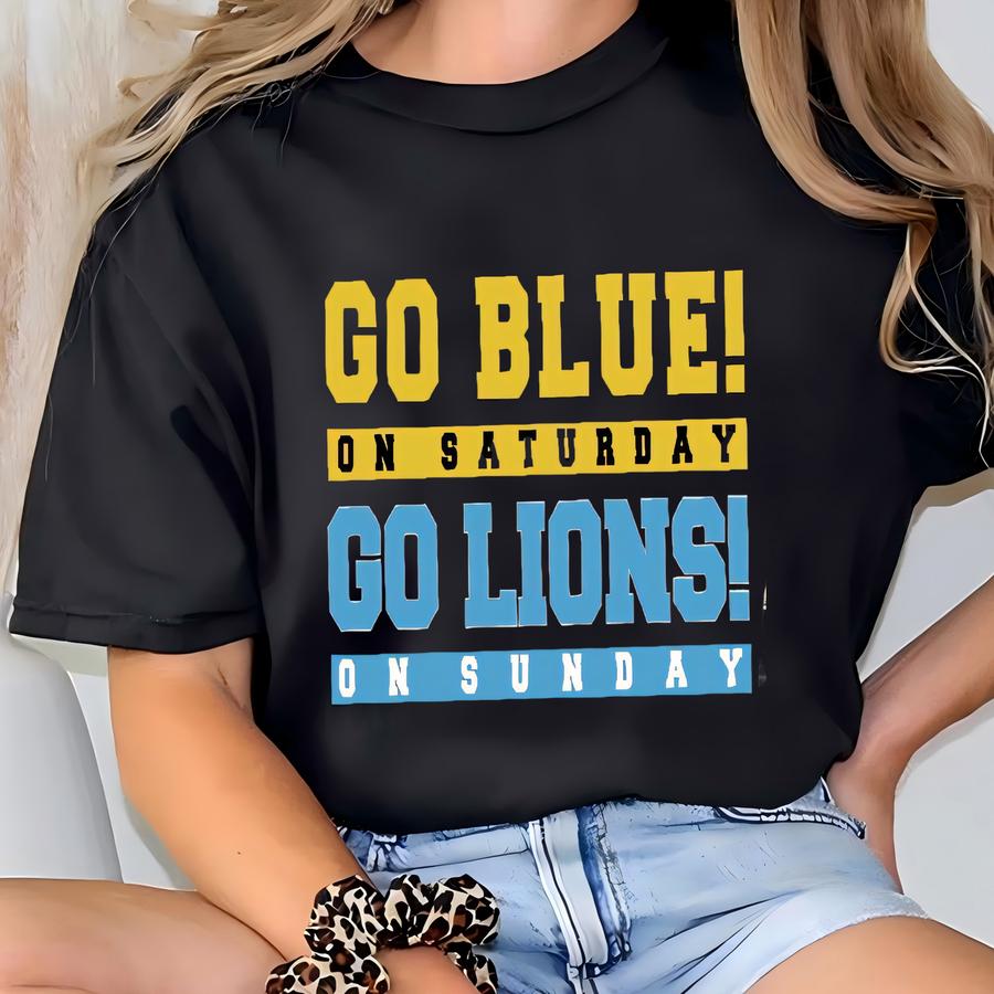 Go Blue! On Saturday, Go ... On Sunday Crop Top, Detroit Game Day Fan Crop Top, Football Lover’s Gift, Detroit Football Crop Top T-shirt