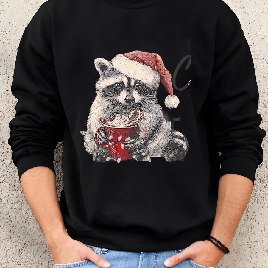 Cute But Christmas Shirt, Funny Raccoon Holiday Sweatshirt, Wild Animal Lover Hoodie, Cute Cozy Gift For Her, Trash Panda Xmas Shirt Sweatshirt