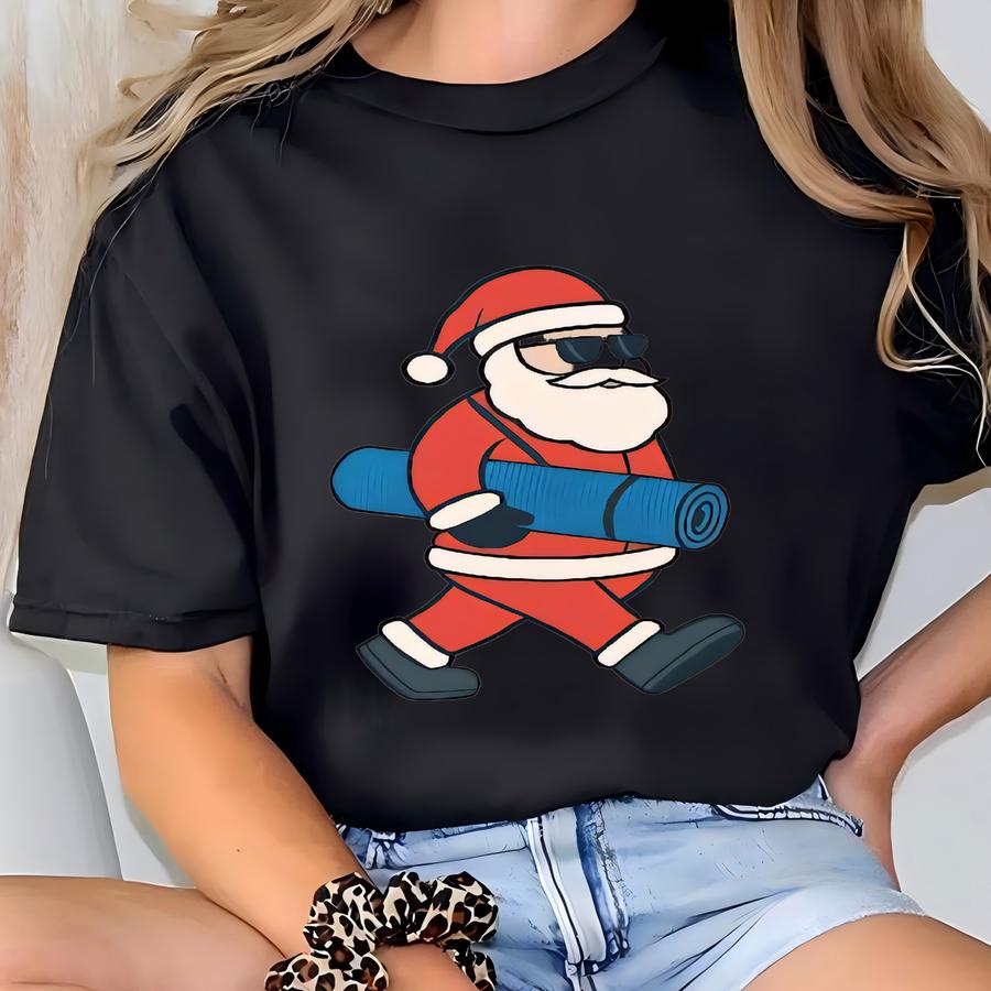 Funny Santa Yoga Christmas Sweatshirt, Merry Namaste Christmas Hoodie, Yoga Teacher Christmas Gift, Funny Yoga Lover Xmas Yogi Hoodie T-shirt