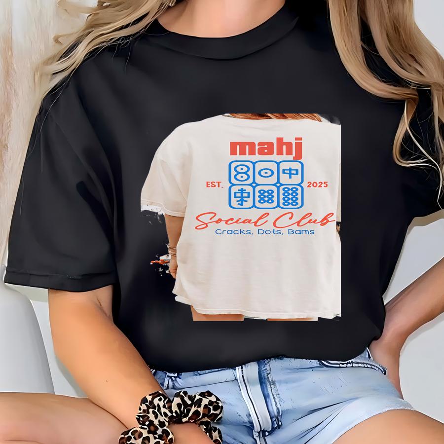 ® Custom Mahjong Social Club Shirt For Mahjong Lover, Mahgal Cracks Dots Bams Tee, Personalized Mahjong Tournament Mahj Tee T-shirt