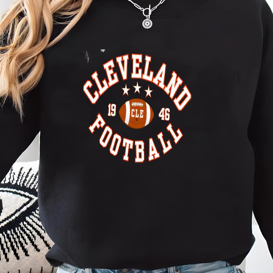 Cleveland Football Collegiate Shirt, Retro Brown Football Game Day Varsity Tee, Classic Cleveland Football Crewneck Style, City Pride Gift Sweatshirt