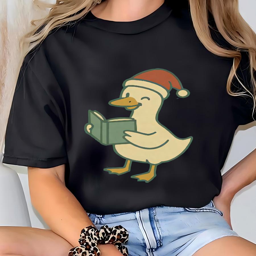 Reading Christmas Shirt, ® Book Lover Xmas Goose Hoodie, Funny X-mas Librarian Teacher Tee, Christmas Gift For Book Lover T-shirt