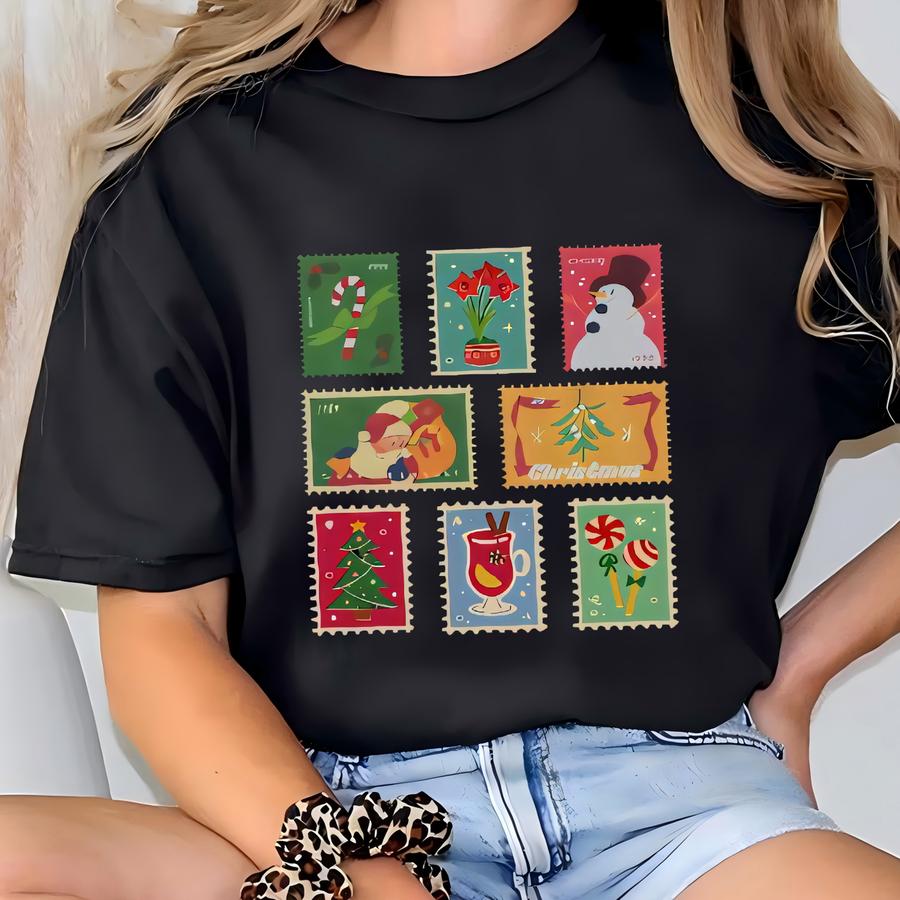 Christmas Stamps Matching Family Shirts, Cute Couple Xmas Tee, Kids Christmas Shirt, Matching Holiday Shirt, Mom Christmas Gift, Xmas Family T-shirt
