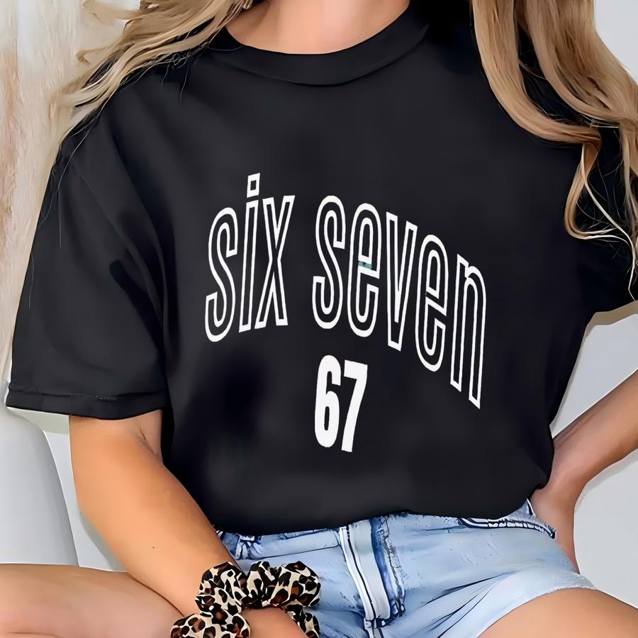 Six Seven 67 Shirt, Viral 67 Trend Tee, Vintage Shirt, Funny Tiktok Shirt, Retro Minimalist Shirt, Gildan 18000 T-shirt