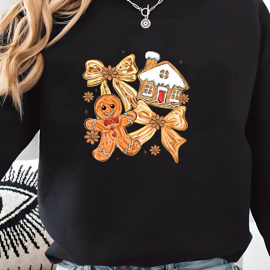 Retro Gingerbread Christmas Sweatshirt, Womens Holiday Cookies Sweater, Cozy Xmas Shirt, Festive Winter Outfit Sweatshirt