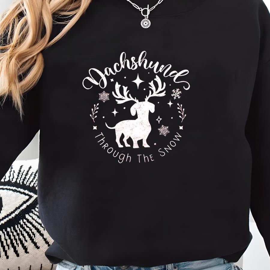 Christmas Dachshund Sweatshirt, Dachshund Nativity Sweatshirt, Reindeer Dachshund Sweater, Funny Xmas Dog Mom Gift, Holiday Dog Sweatshirt Sweatshirt