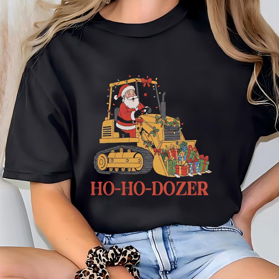 Ho Ho Dozer Kids Christmas Shirt, Funny Xmas Excavator Tee For Boys T-shirt