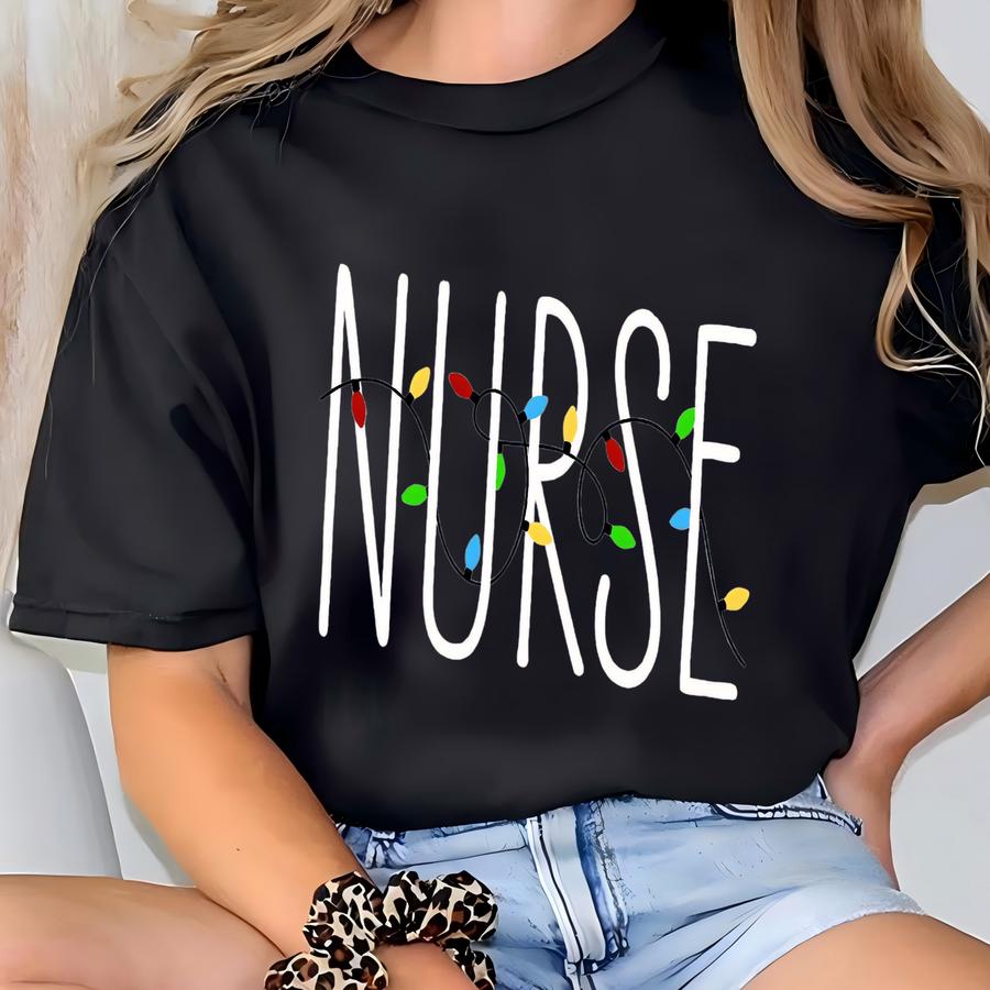 Nurse Christmas Lights Shirt: Holiday Pediatric Tee T-shirt