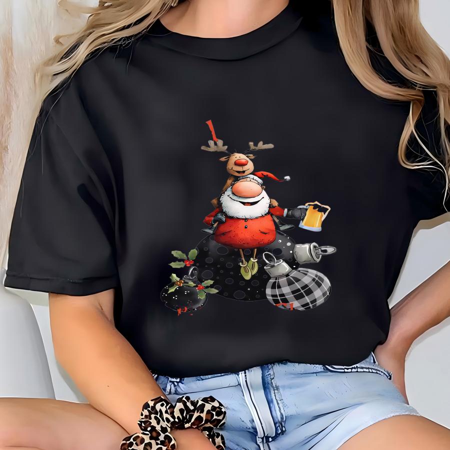 Christmas Reindeer Sweatshirt, Holiday Winter Crewneck, Gift For Her, Gildan Pullover, Unisex Heavy Blend™ T-shirt