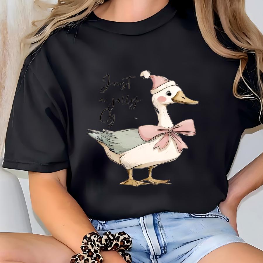 Ust A Jolly Goose Shirt, Christmas Goose Shirt, Duck Christmas Shirt, Funny Christmas Sweatshirt, Cute Holiday Sweatshirt, Xmas Gifts T-shirt