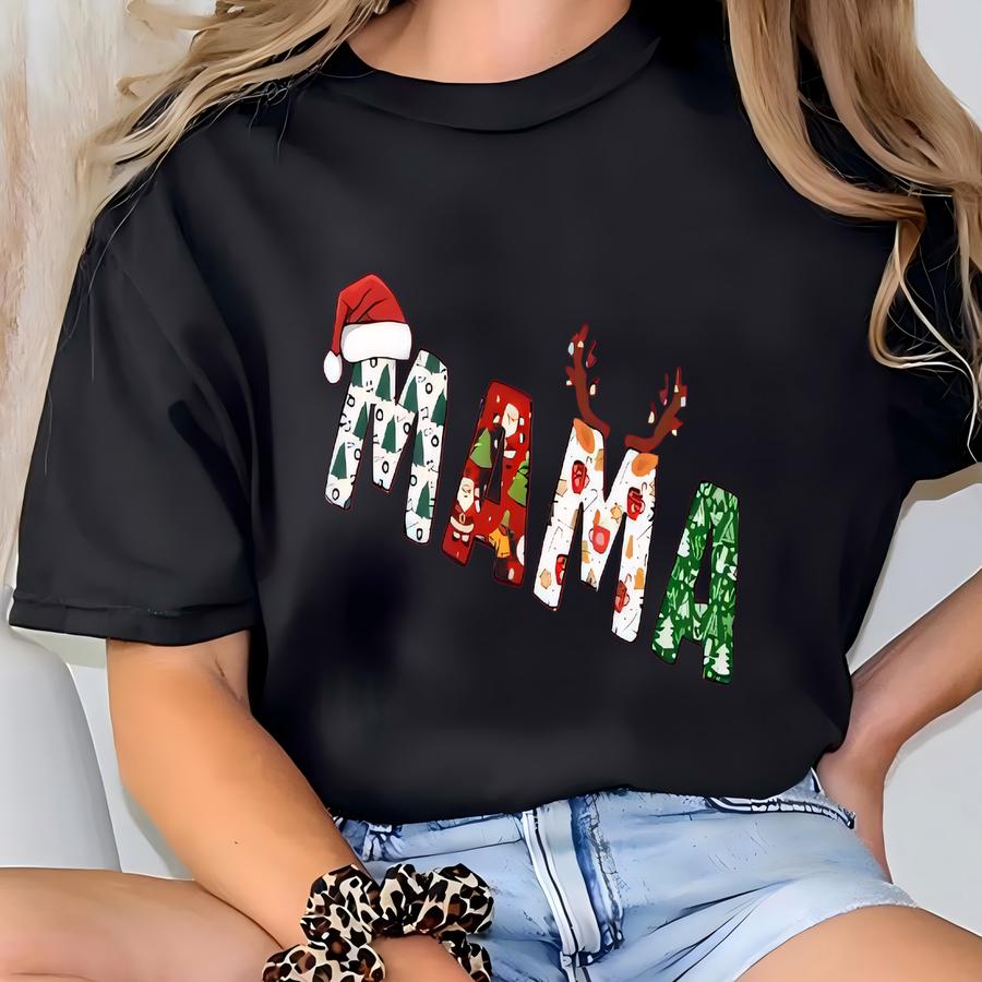 Family Christmas Name Shirt, Doodle Alphabet Family Christmas Shirt, Personalized Christmas Family Hoodie, Custom Christmas Shirt With Name T-shirt