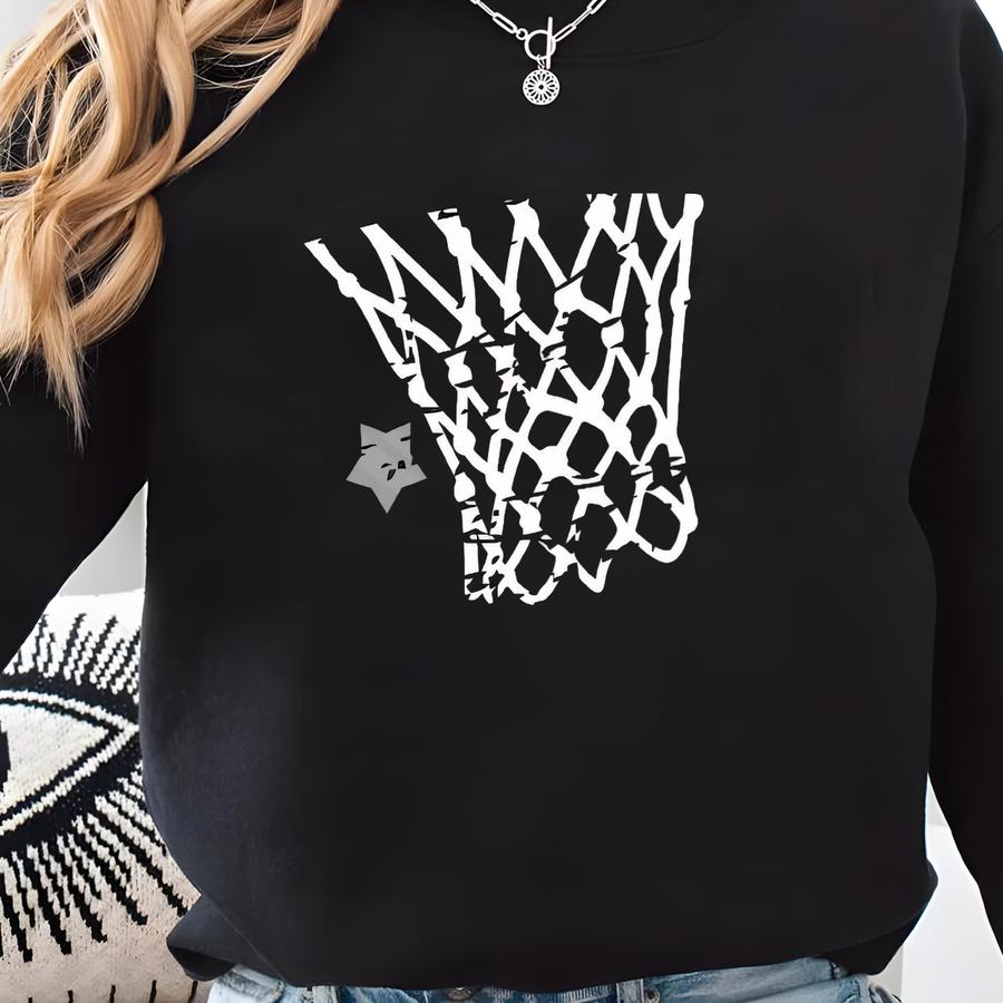 Custom Basketball Team Svg Eps Png, Distressed Mascot Logo With School Name Sweatshirt