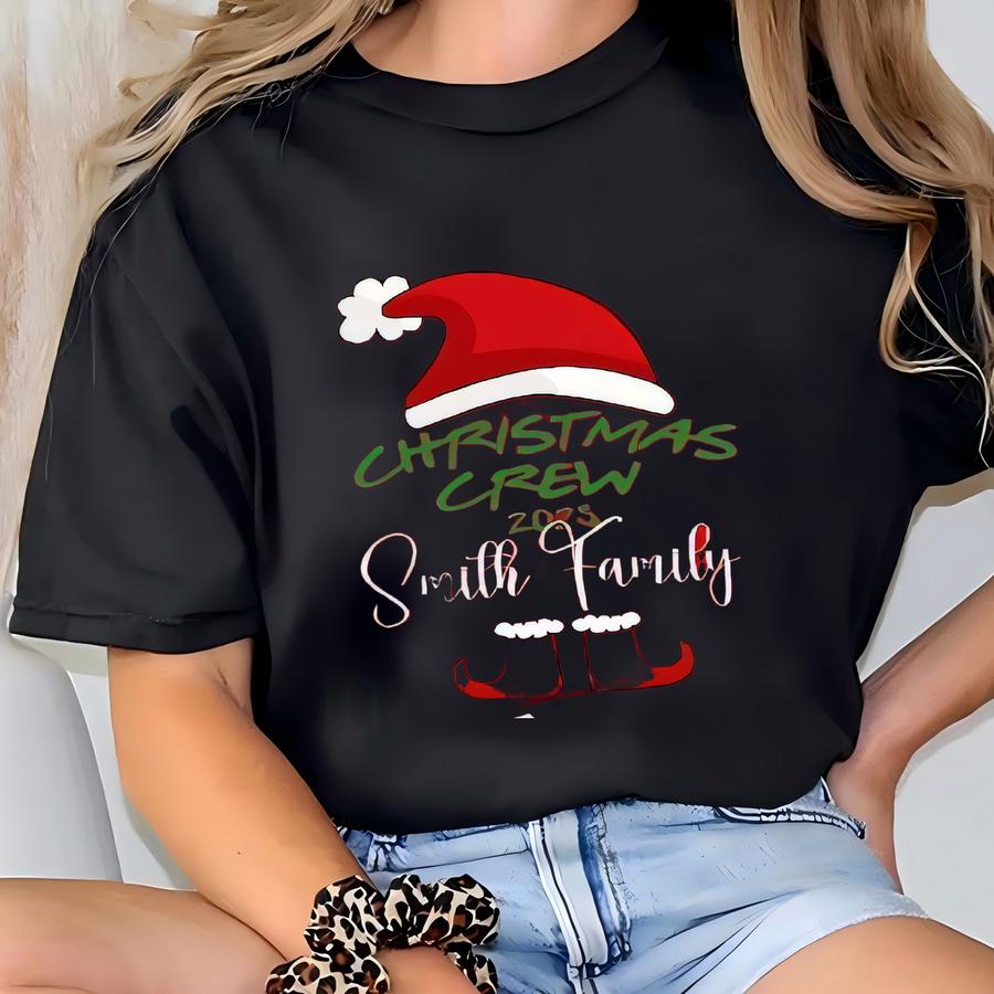 Personalized Christmas Family Crew Shirts Sweatshirts, Couple Christmas Sweaters, Christmas Family Matching Shirt T-shirt