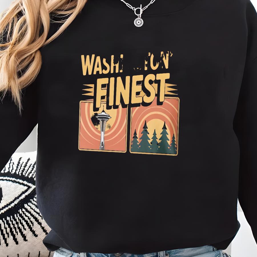 Washington's Finest Apparel, Seattle Landmark, Forest Trees, Pnw Souvenir T-shirts, Sweatshirt, Hoodies, Nature Graphic Tee Sweatshirt