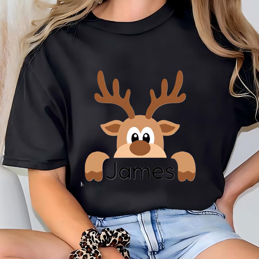 Reindeer Family Christmas Sweatshirt,custom Reindeer Sweatshirt,custom Christmas,christmas Reindeershirt,personalized Christmas Family Shirt T-shirt