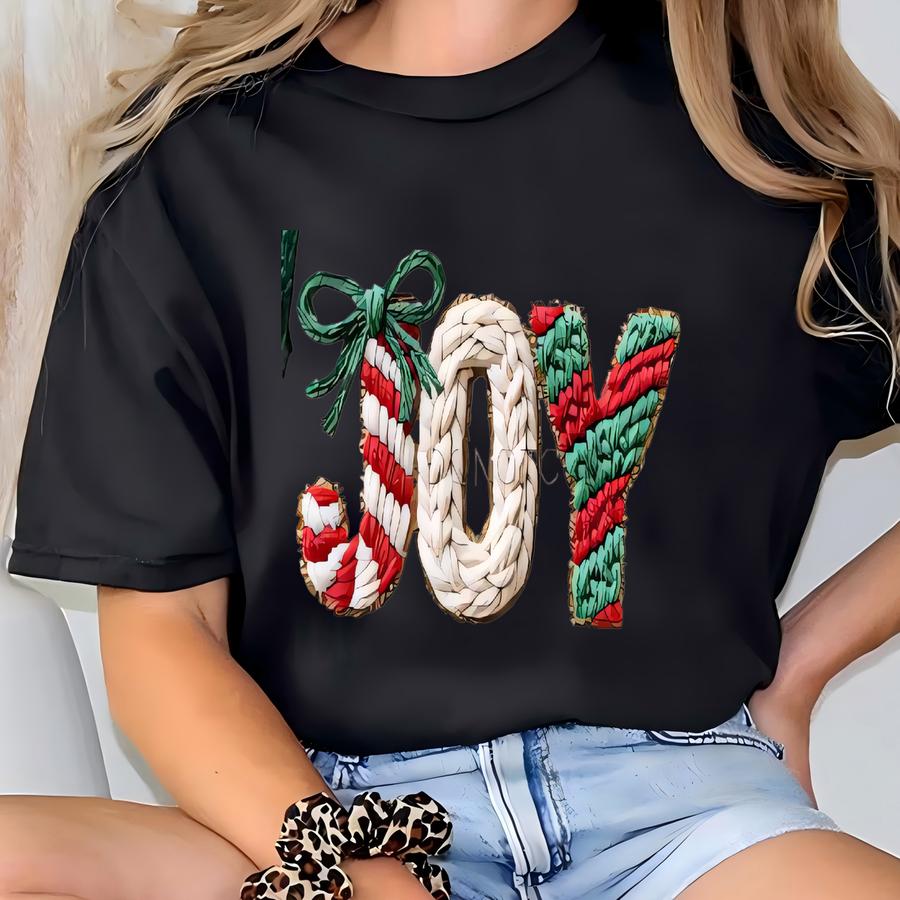 Faux Knit Joy Christmas Hoodie - Realistic Yarn Holiday - Christmas Hoodie - Joy Yarn - Faux Yarn - Trending T-shirt