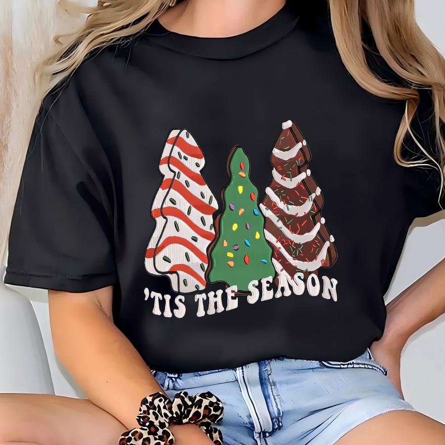 Tis The Season Cookie Tree Sweatshirt: Cute Festive Sugar Cookie Sweatshirt | Christmas Sweater T-shirt