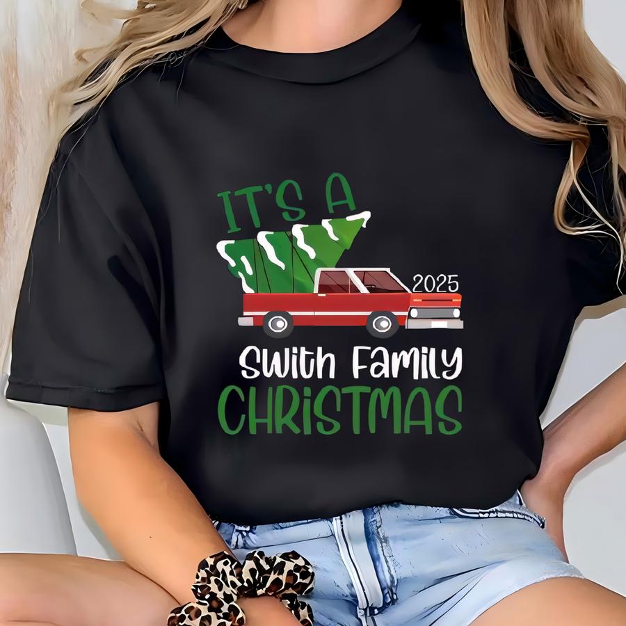 Personalized Matching Family Christmas Shirt, Vintage Truck Holiday Shirt, Farm Christmas Tractor 2025 Shirt, Personalized Christmas Gift T-shirt