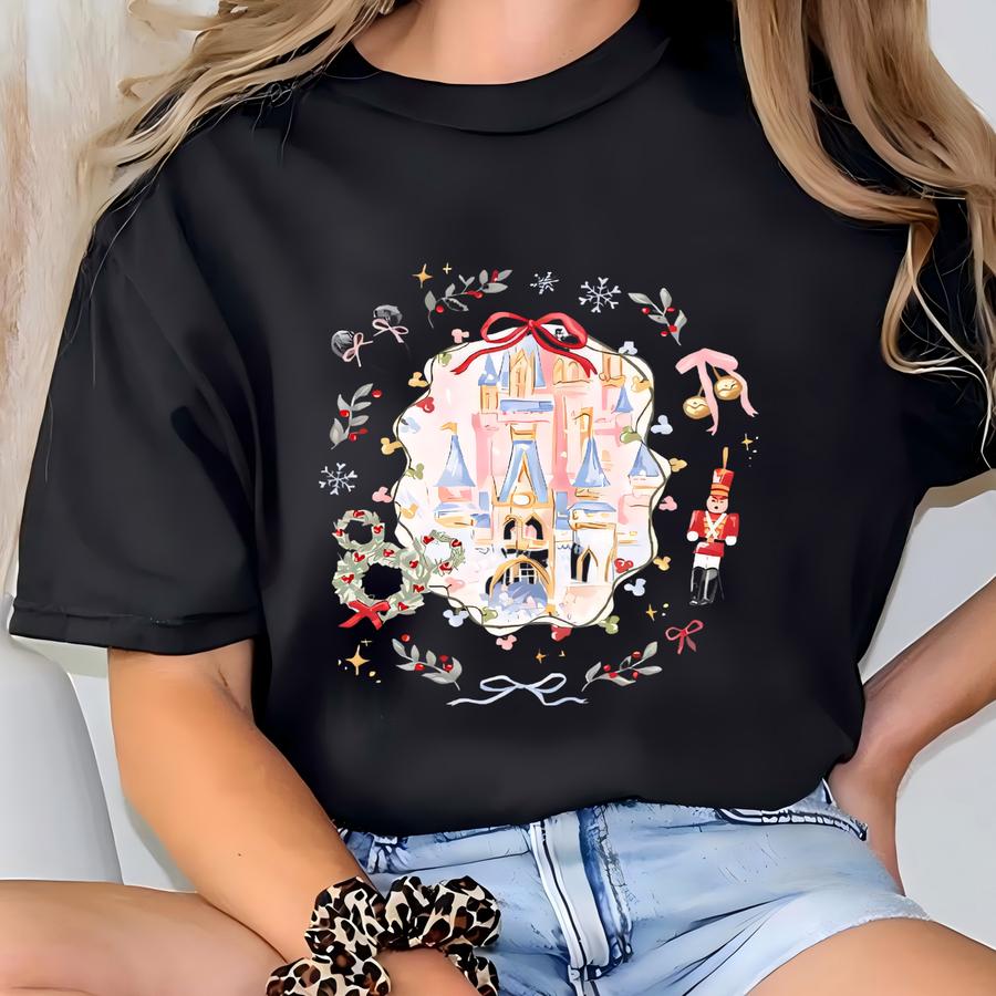 Comfort Color® Christmas Magic Castle Shirt, Ear Xmas Shirt, Coquette Bow Christmas Sweatshirt, Trip Kids Shirt T-shirt