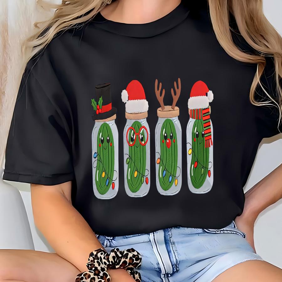 Funny Christmas Pickle Sweatshirt: Cute Pickle With Lights Sweatshirt T-shirt