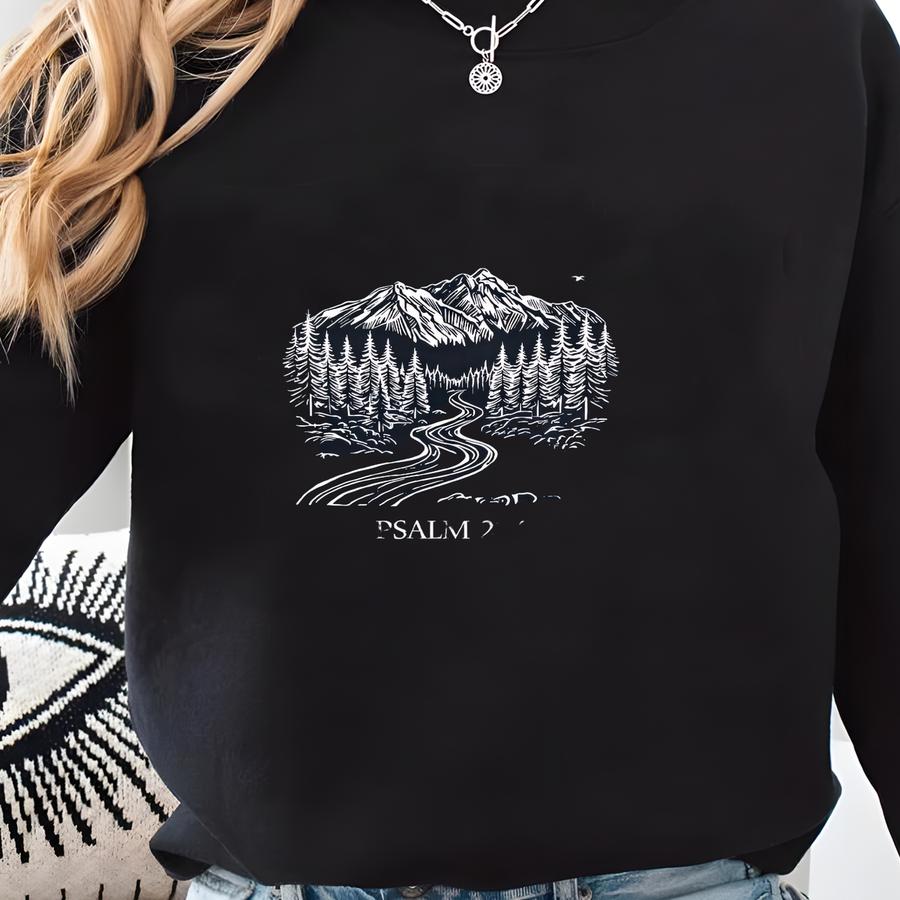 Psalm 23 Christian Sweatshirt - He Restores My Soul Graphic Hoodie Sweatshirt