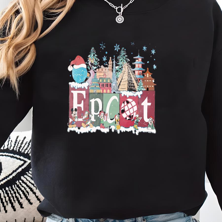 Epcot Christmas World Tour Shirt,  Friends Xmas Matching Tee, Sweatshirt
