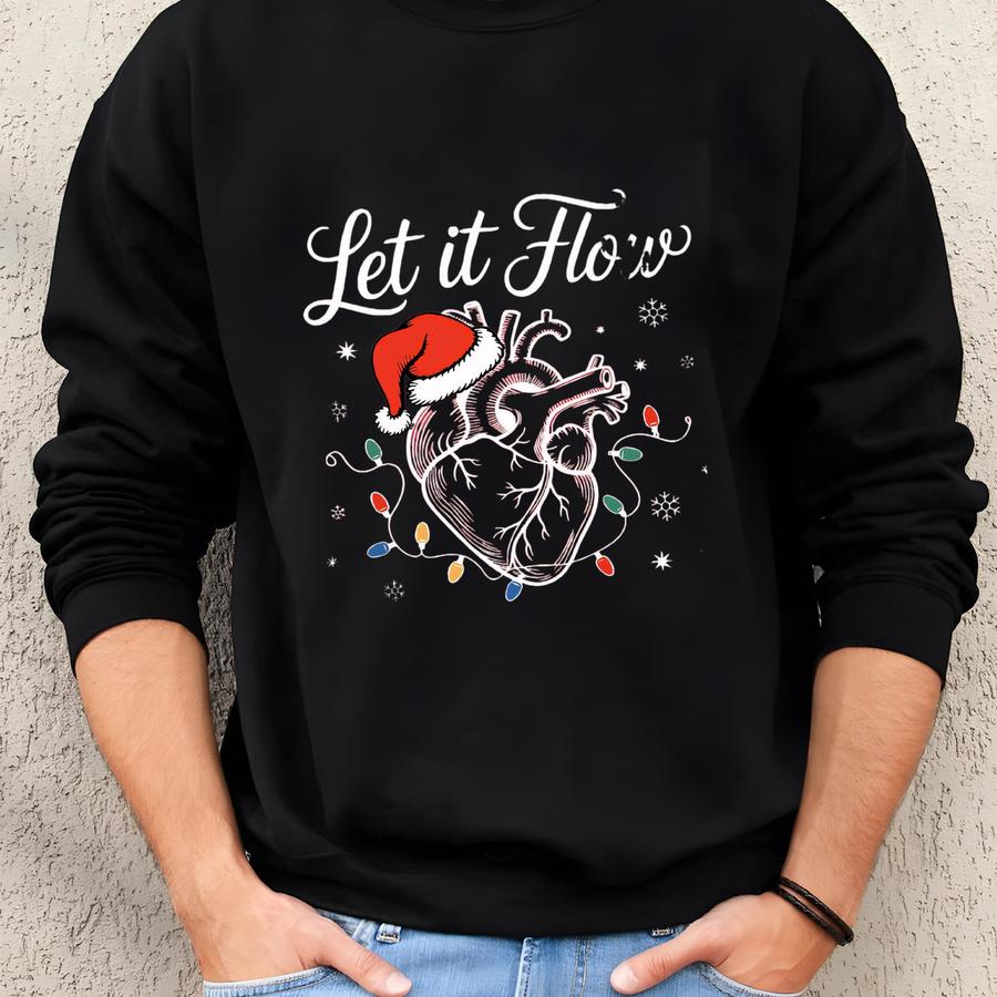 Let In Flow Shirt, Christmas Cardiac Nurse Shirt, Nurse Holiday Gifts, Nursing Student Shirt, Cardiologist Christmas Tshirt Sweatshirt