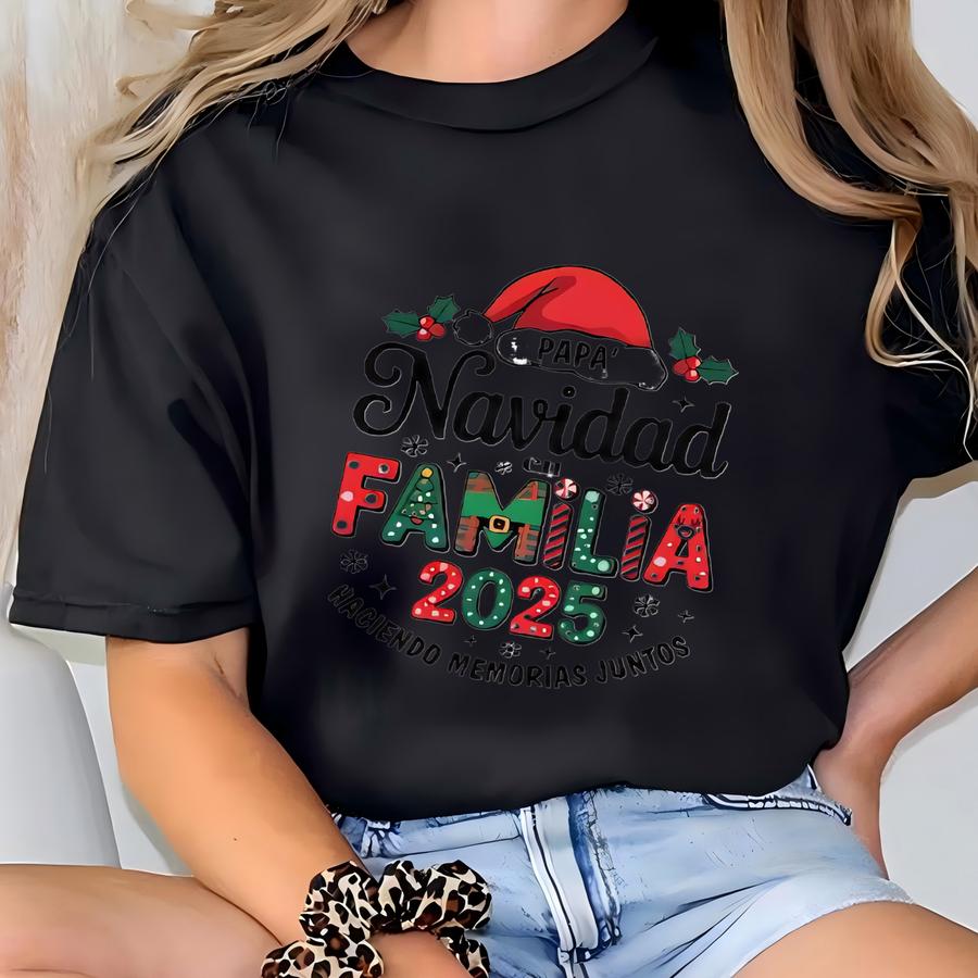 Custom Spanish Family Christmas Tshirt, Navidad En Familia 2025 Shirt, Matching Family Sweatshirt, Festive Xmas Holiday Hoodie,making Memory T-shirt