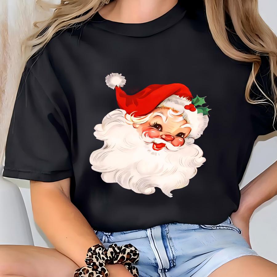 I Love A Man With A Beard Santa Christmas Tshirt, Funny Santa Beard Shirt, Cute Christmas For Women, Graphic Christmas Tee, Santa Xmas Shirt T-shirt