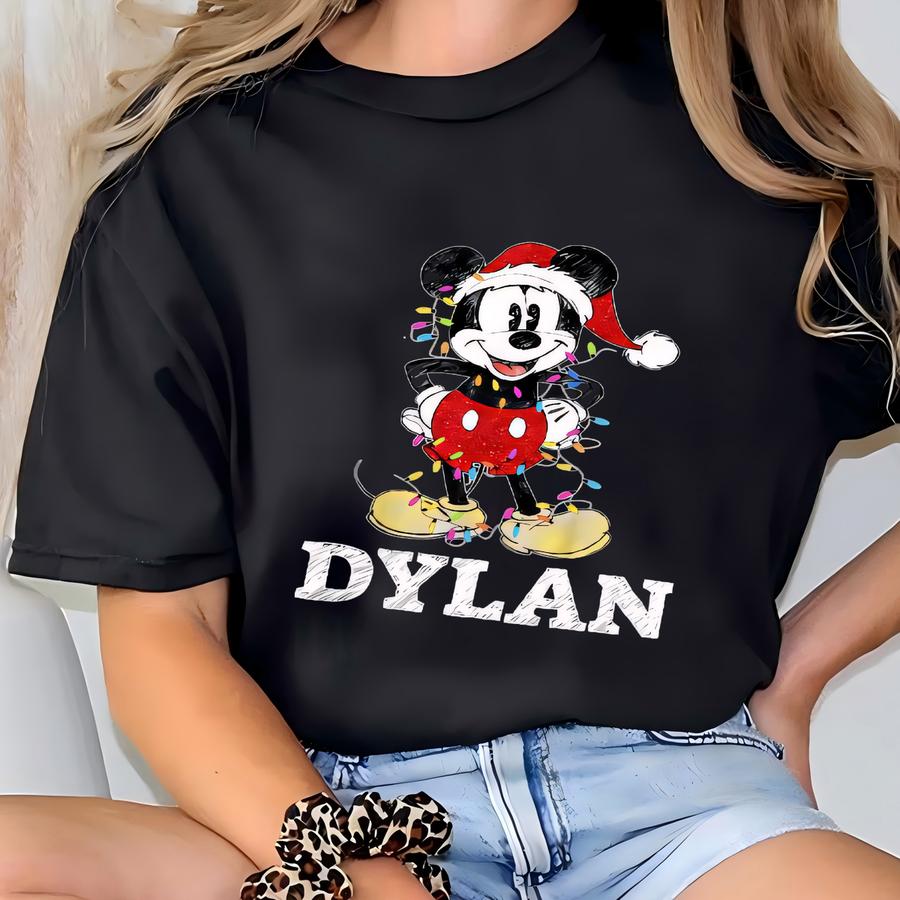 Custom Name Couples  Mouse Christmas Lights Sweatshirt,'s Very Merry Xmas Party Tshirt,land Vacation Holiday T-shirt