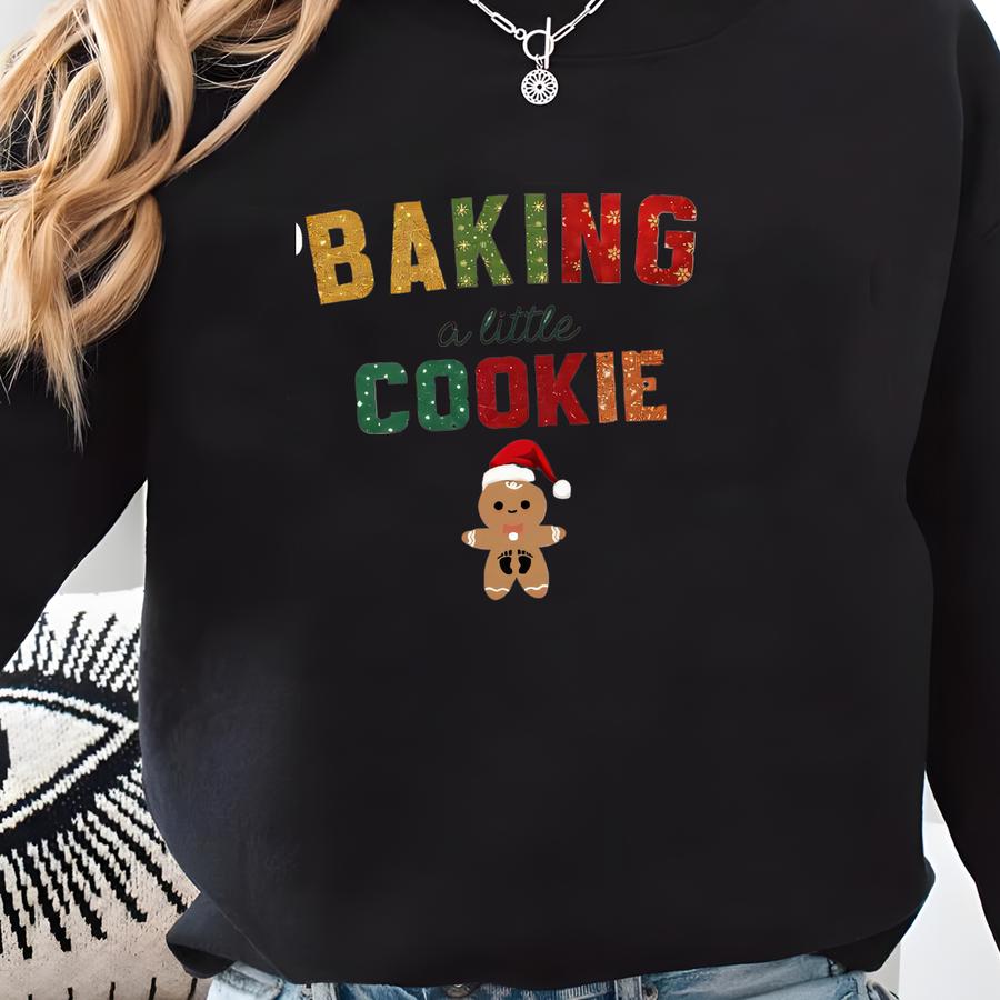 Growing A Little Cookie Sweatshirt, Maternity Christmas Shirt, Christmas Pregnancy Announcement Shirt, Funny Baby Reveal, New Mom Gift Sweatshirt