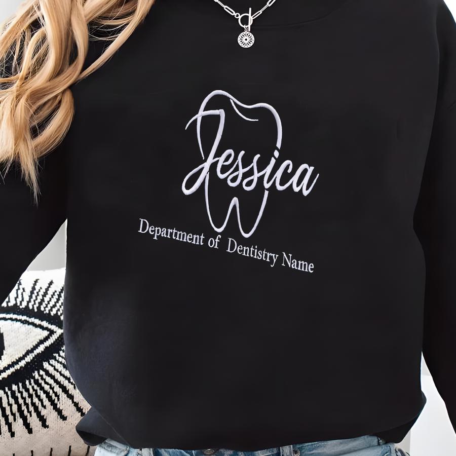 Custom Dental Office Quarter Zip Sweatshirt, Personalized Dental Assistant Y Shirt, Dentist Tee, Custom Tooth Name Sweatshirt