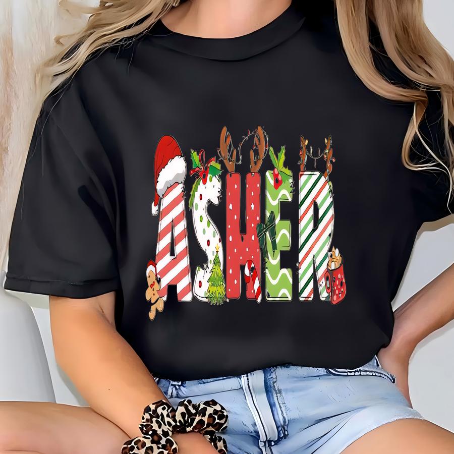 Personalized Christmas Tee, Custom Name Tee, Holiday Tee, Kids Christmas Gift Tees, Teacher Xmas, Christmas Tee T-shirt