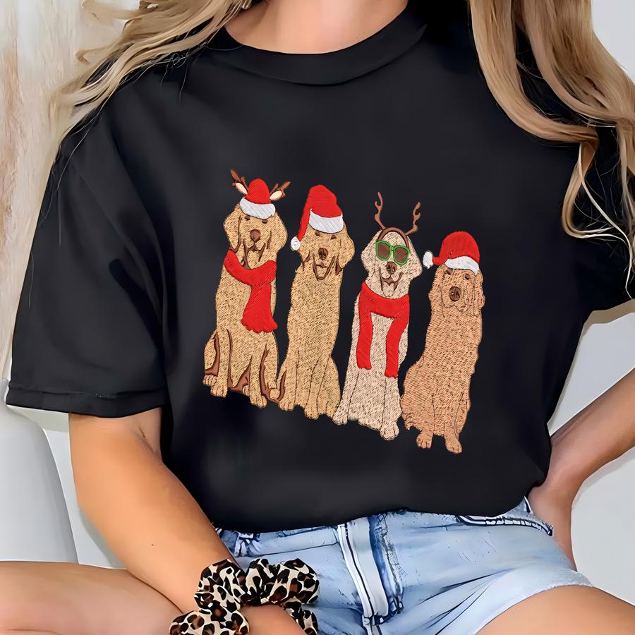 Golden Retriever Christmas Sweatshirt, Dog Christmas Shirt, Golden Mom Tshirt, Gift For Dog Lover,holiday Sweater,new Year Shirt T-shirt