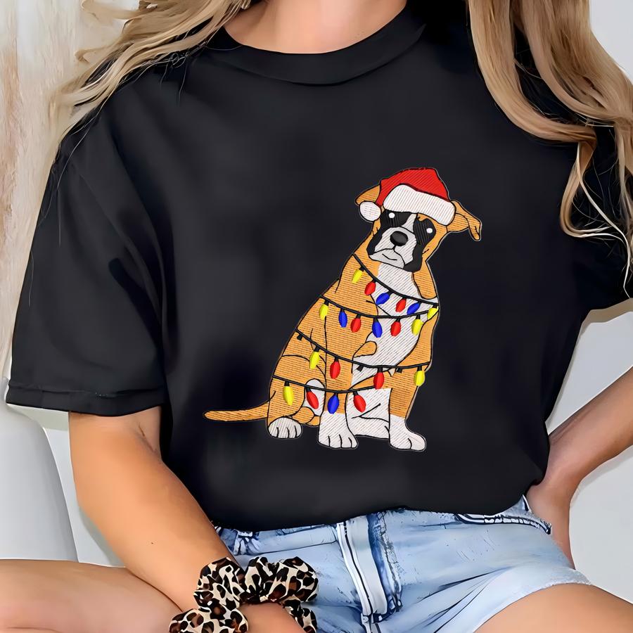 Christmas Dog Sweatshirt Boxer Dog Santa Dog Christmas Crewneck Xmas Dog Shirt Ugly Christmas Holiday Sweater Xmas Boxer Dog T-shirt
