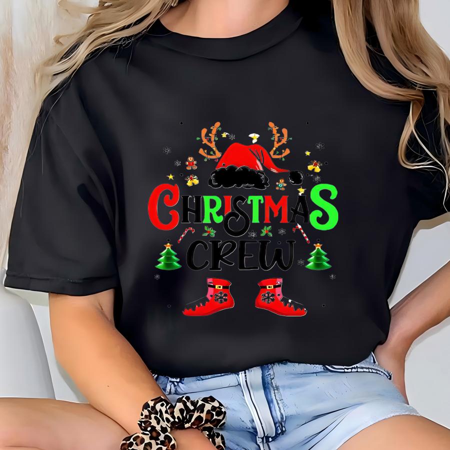 Christmas Crew Shirt, Holiday Group Matching Shirt, Santa Hat Reindeer Shirt, Xmas Elf Shirt, Merry Christmas Gift, Christmas Hoodie T-shirt