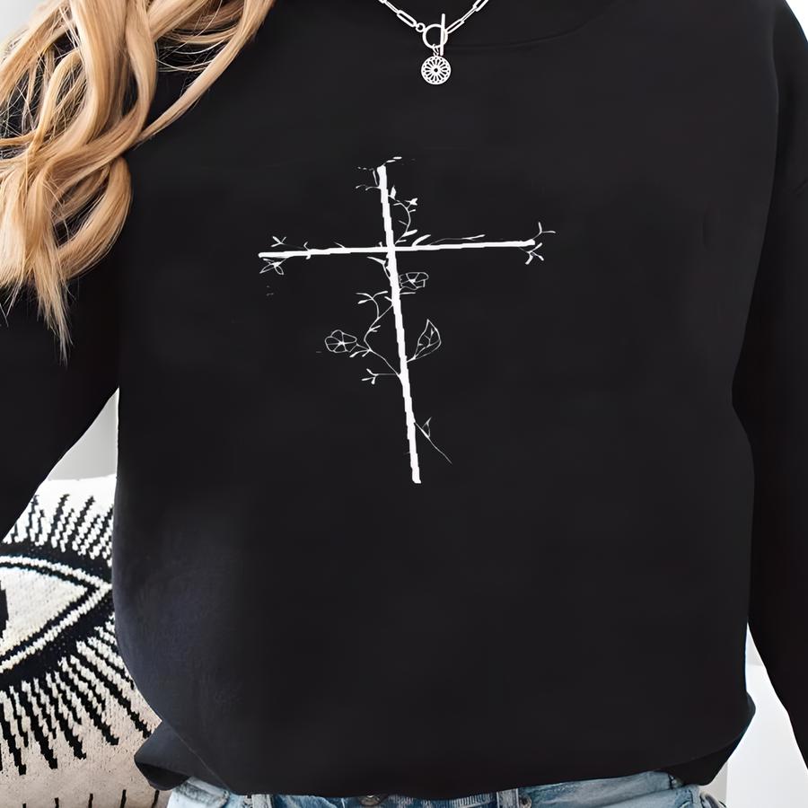 ® Floral Cross Shirt, Aesthetic Faith Shirt, Christian Gift, Religious Shirt, Church Group Apparel, Worship Outfit, Prayer Tee Sweatshirt
