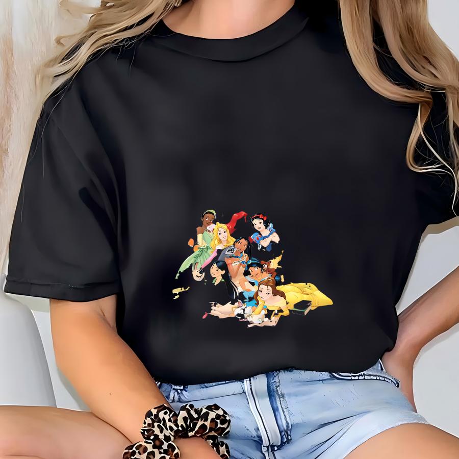 Retro Princess Shirt, , Watercolor Princess Shirt, Princess Head Tee, Girly Shirt, 163953 T-shirt