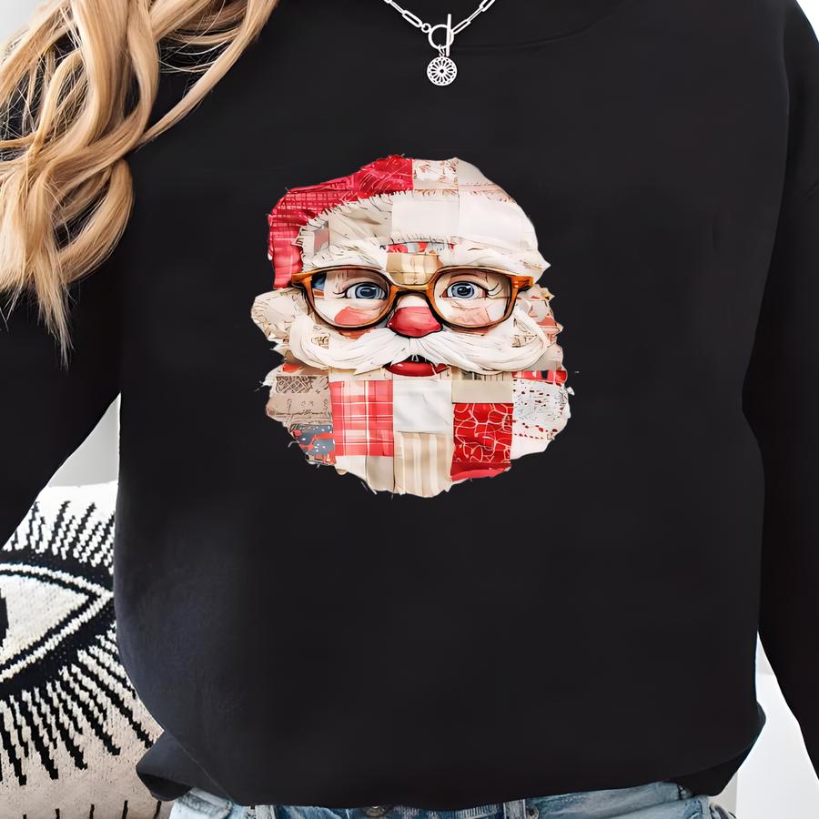 Retro Santa Sweatshirt, Woman Santa Sweatshirt, Retro Christmas Santa, Holiday Clothing Women, Christmas Sweatshirt For Woman, Holiday Sweatshirt