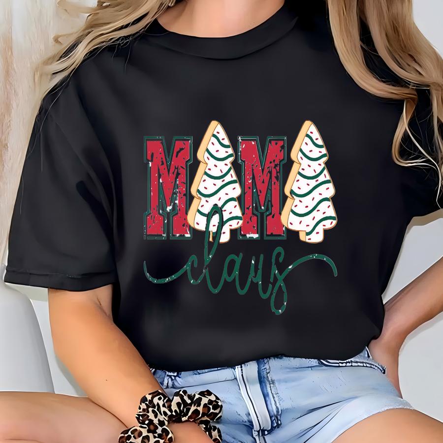 Custom Christmas Mama Claus Sweatshirt, Personalized Xmas Name Hoodie, Holiday Mom Gift Sweaters T-shirt
