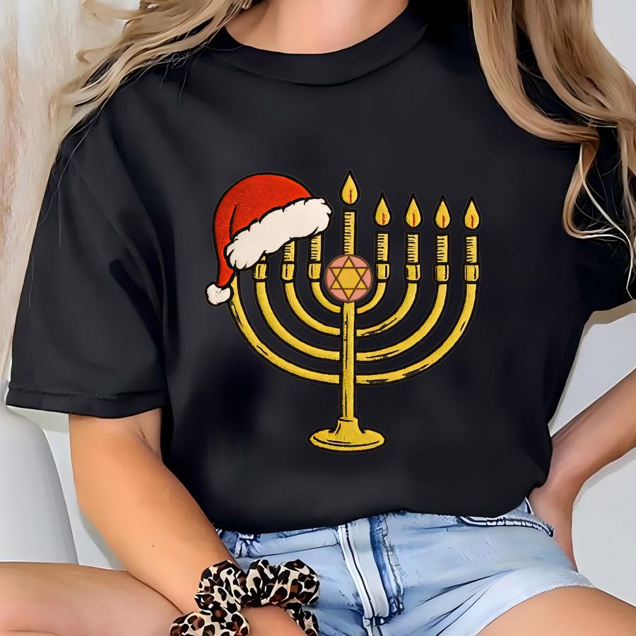 Menorah Christmas Sweatshirt, Jewish Y Shirt, Family Chrismukkah Tee, Chanukah Hoodie, Menorah Hoodie, Hanukkah Gift T-shirt