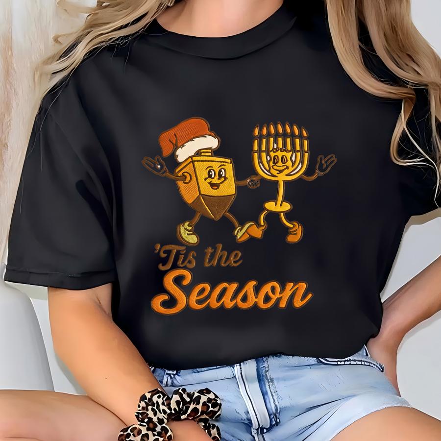 Tis The Season Hanukkah Sweatshirt, Chanukah Y Shirt, Chrismukkah Tee, Menorah Hoodie, Merry Christmas, Xmas Gifts T-shirt