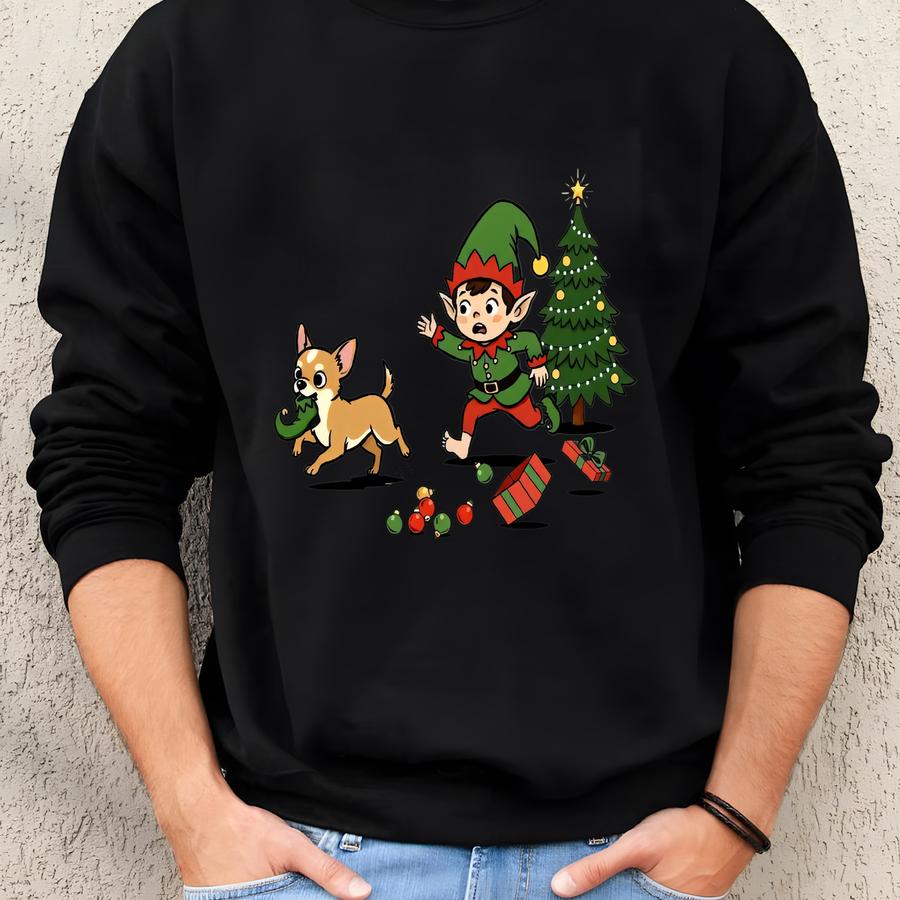 Chihuahua Christmas Sweatshirt, Chihuahua Shirt, The Elf Shirt, Christmas Elf Shirt, Funny Christmas Shirt, Funny The Elf Shirt, Christmas Sweatshirt