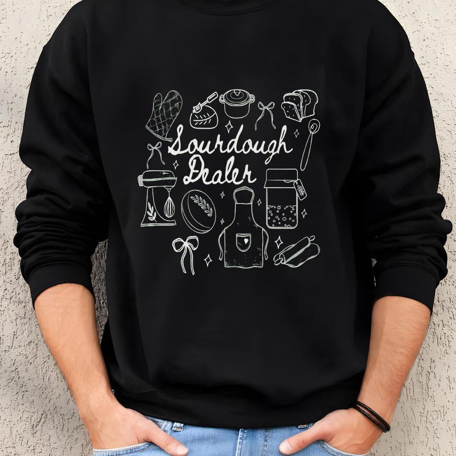 Sourdough Sweatshirt, Sourdough Dealer Sweatshirt, Sourdough Bread Baker Gift, Sourdough Doodles Sweater Sweatshirt