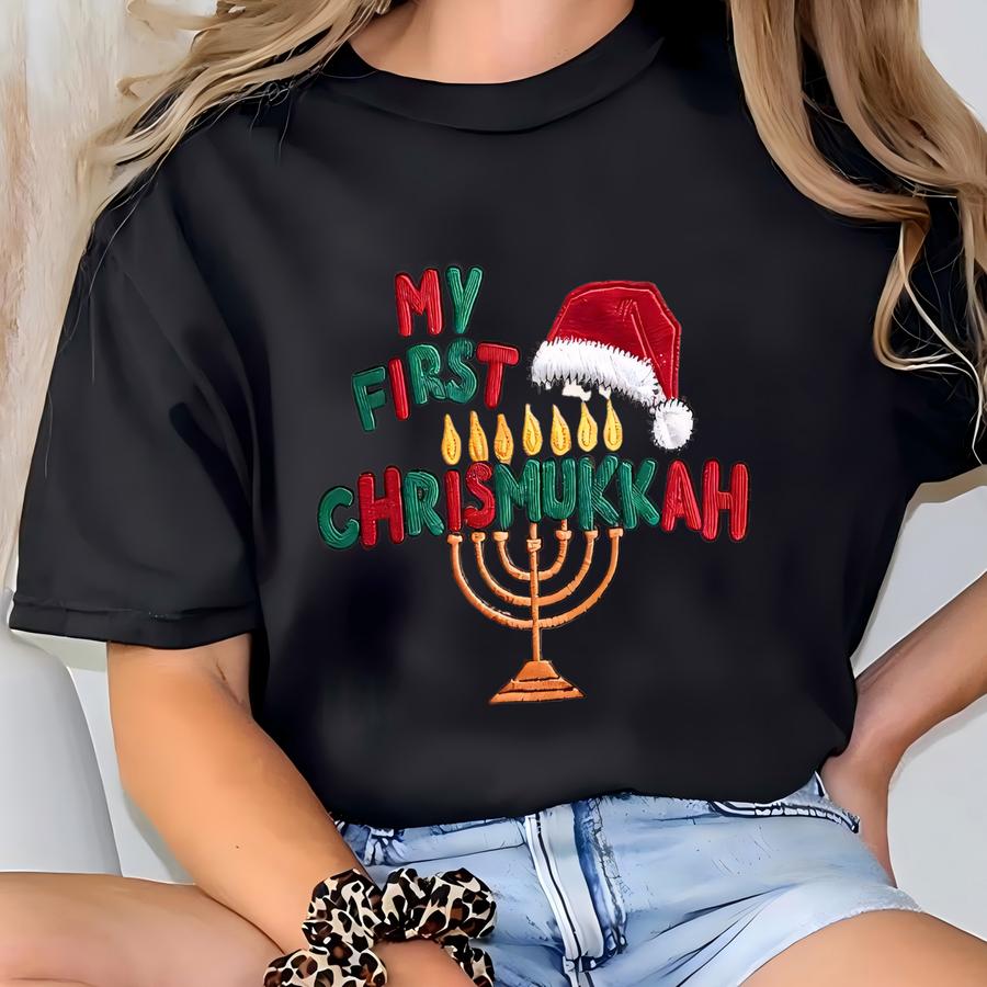 My First Chrismukkah Toddler Sweatshirt, Christmas Hanukkah Y Youth Shirt, Chanukah Sweater, Jewish Gift, Xmas Gift T-shirt