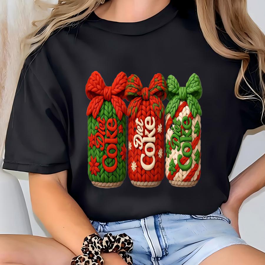 Diet Coke Christmas Sweatshirt, Festive Beverage Lover Hoodie, Holiday Refreshment Graphic Sweatshirt, Merry And Bright Drink Hoodie T-shirt
