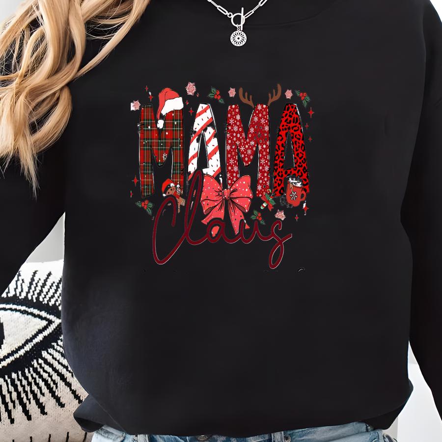 Personalized Mama Claus Christmas Shirt: Mama Gift With Kids Name Sweatshirt
