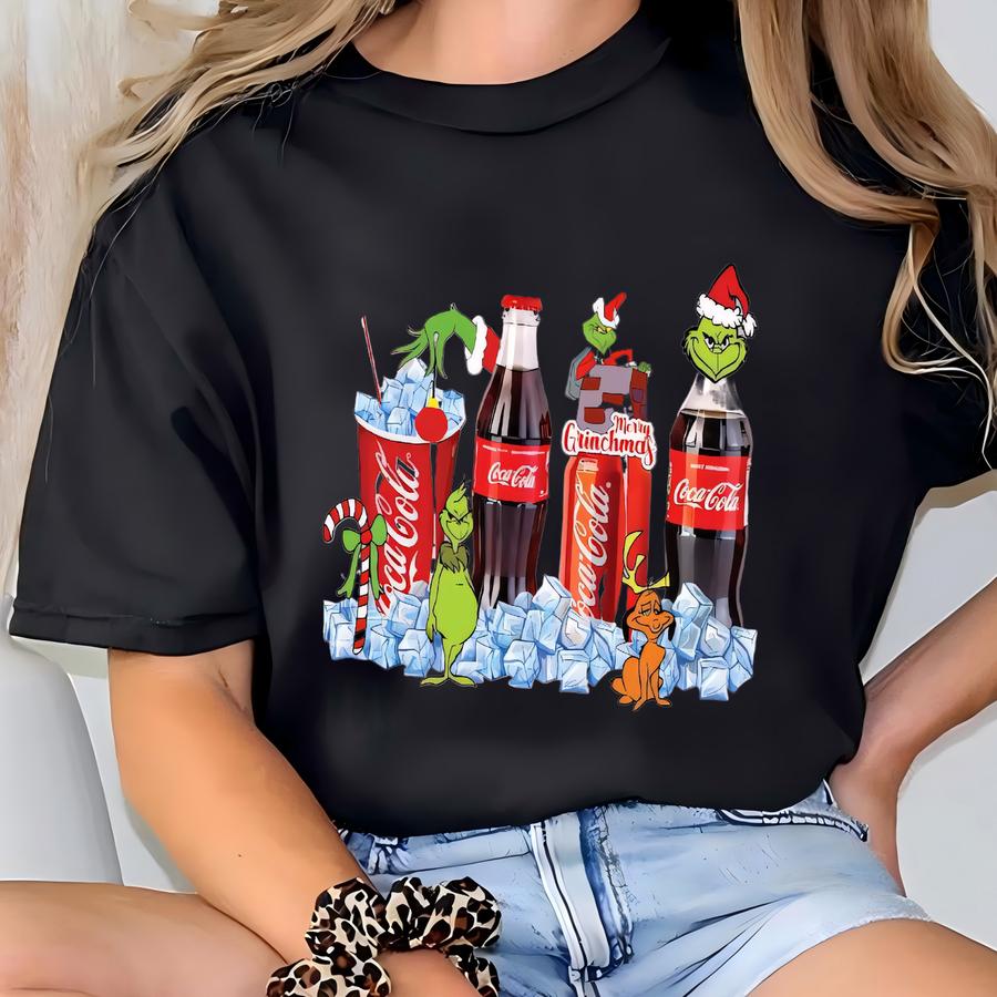 Toddler Shirt, Youth Christmas Graphic Tee, Funny Holiday Outfit, Cute Soda And Santa Inspired Character Shirt For Kids T-shirt